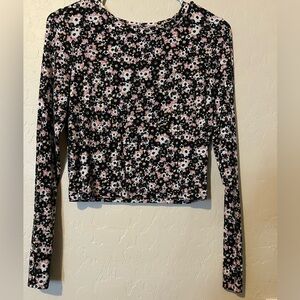 WILD FABLE Floral Long Sleeve Crop Top, Size M
